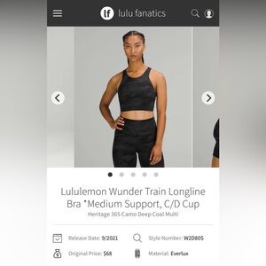 lululemon Wunder Train Camo Longline Sports Bra